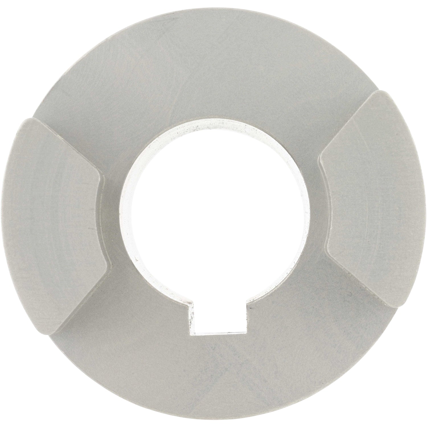 Hard anodized aluminum motor coupler on white background.