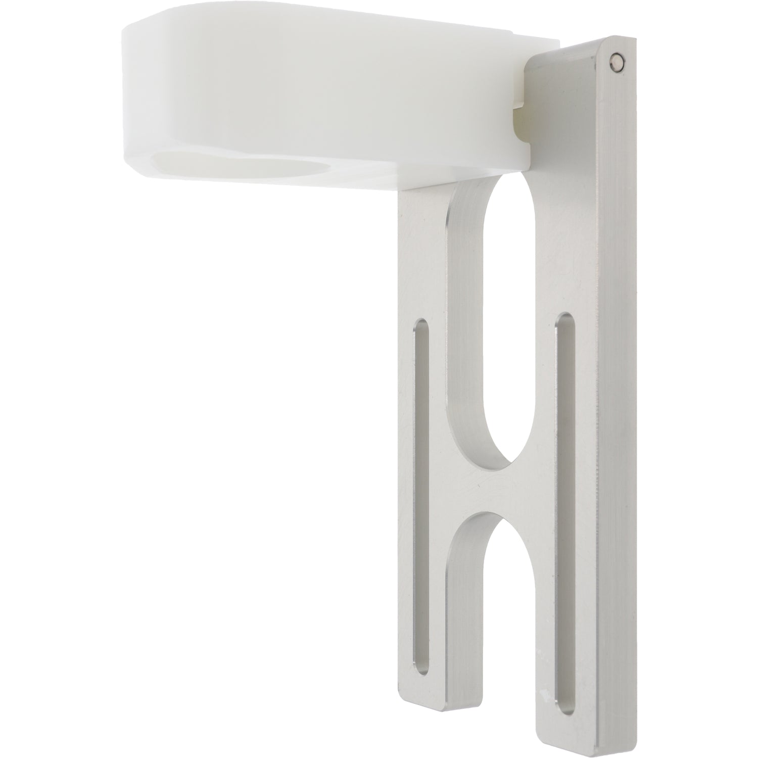 Hinged lidless can sensor mounting bracket on white background.