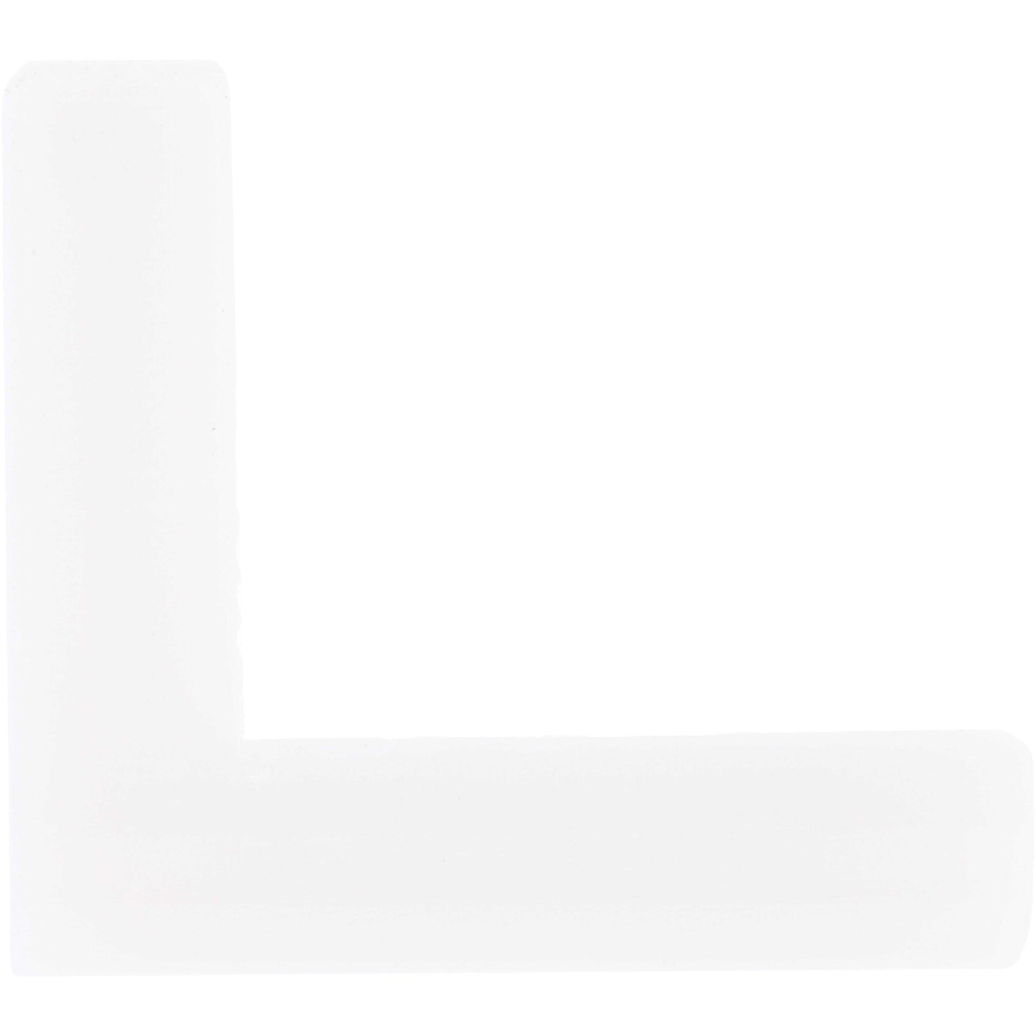 90 degree white plastic part shown on white background.