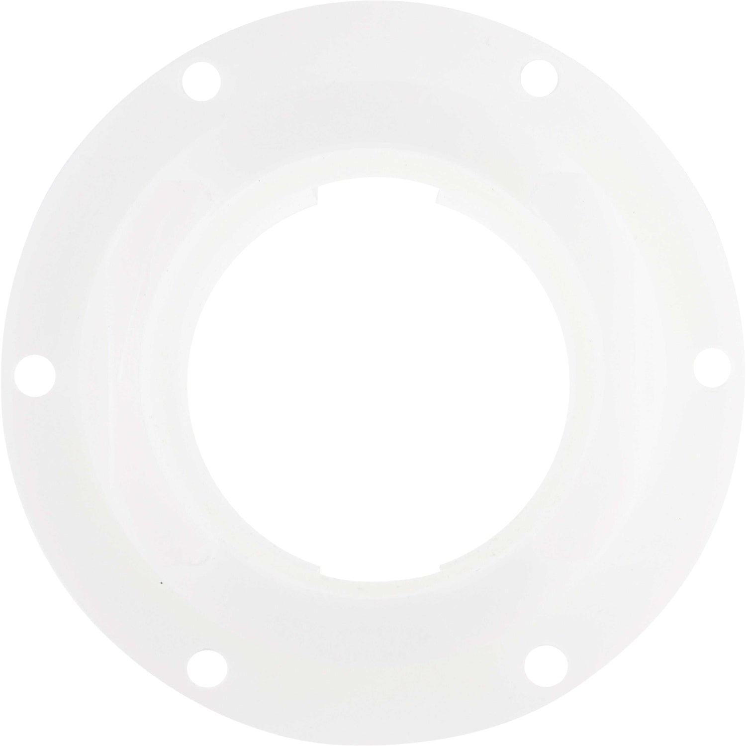 White cylindrical plastic machined part shown on white background.