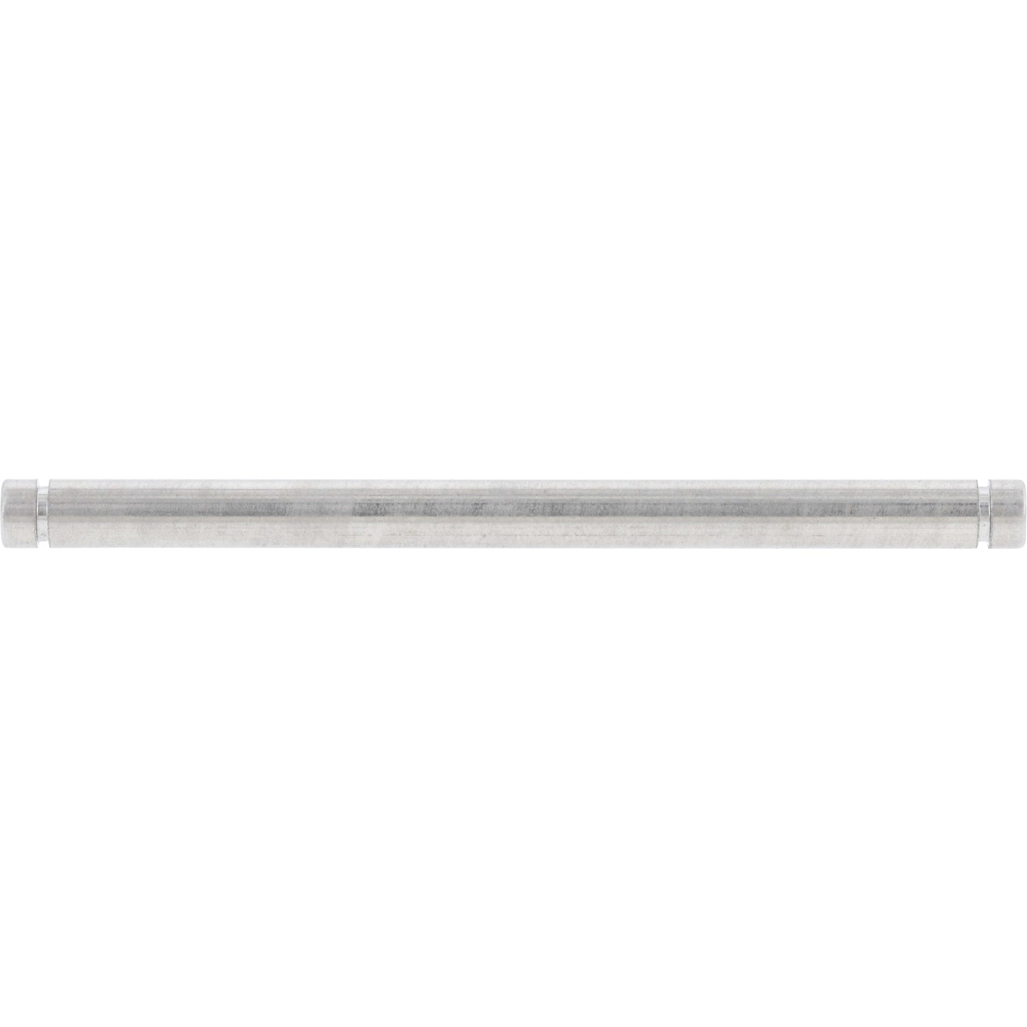 Stainless steel cylindrical dowel with a small notch cut into each end. Shown on white background.