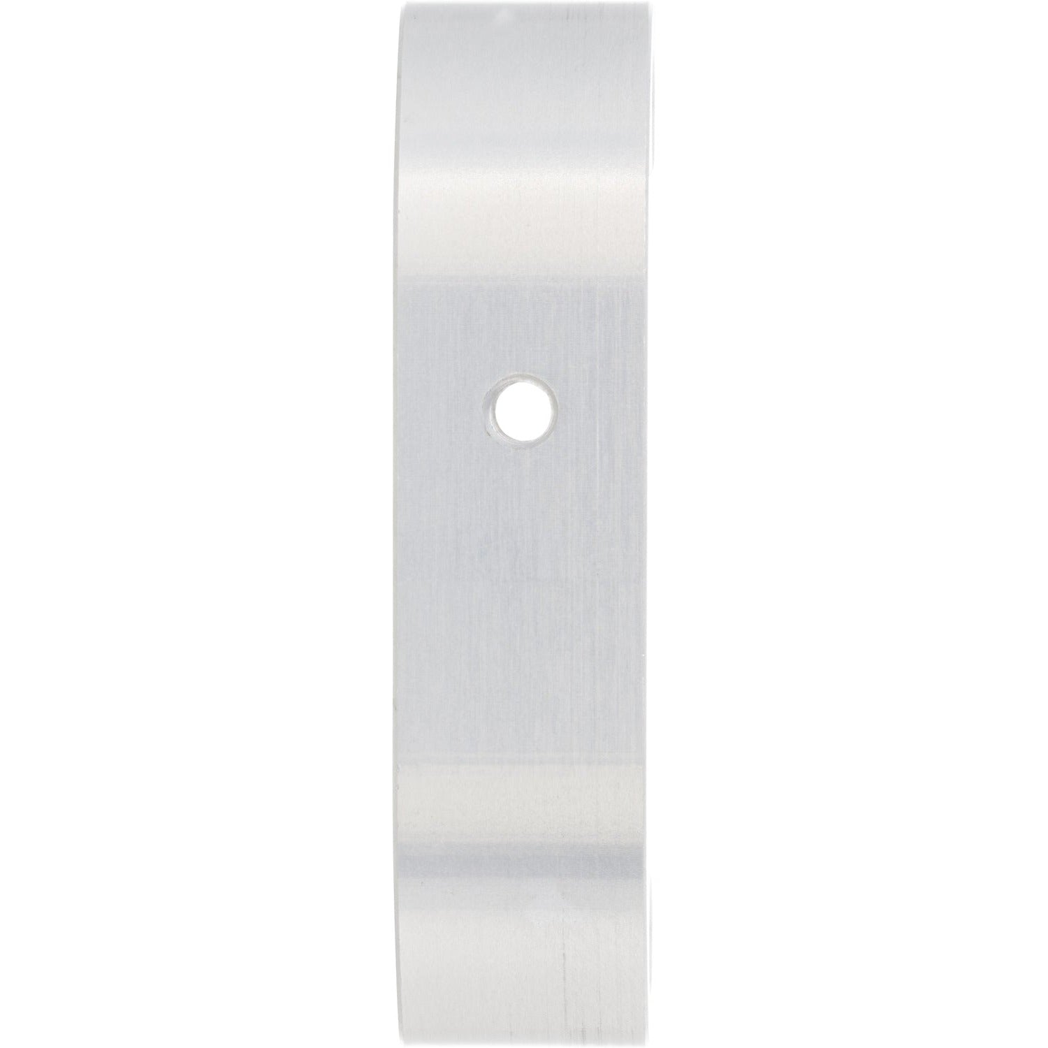 Grey hard anodized aluminum part with two through holes on the side of the part and one M3 threaded hole on the front surface. Part shown on white background.