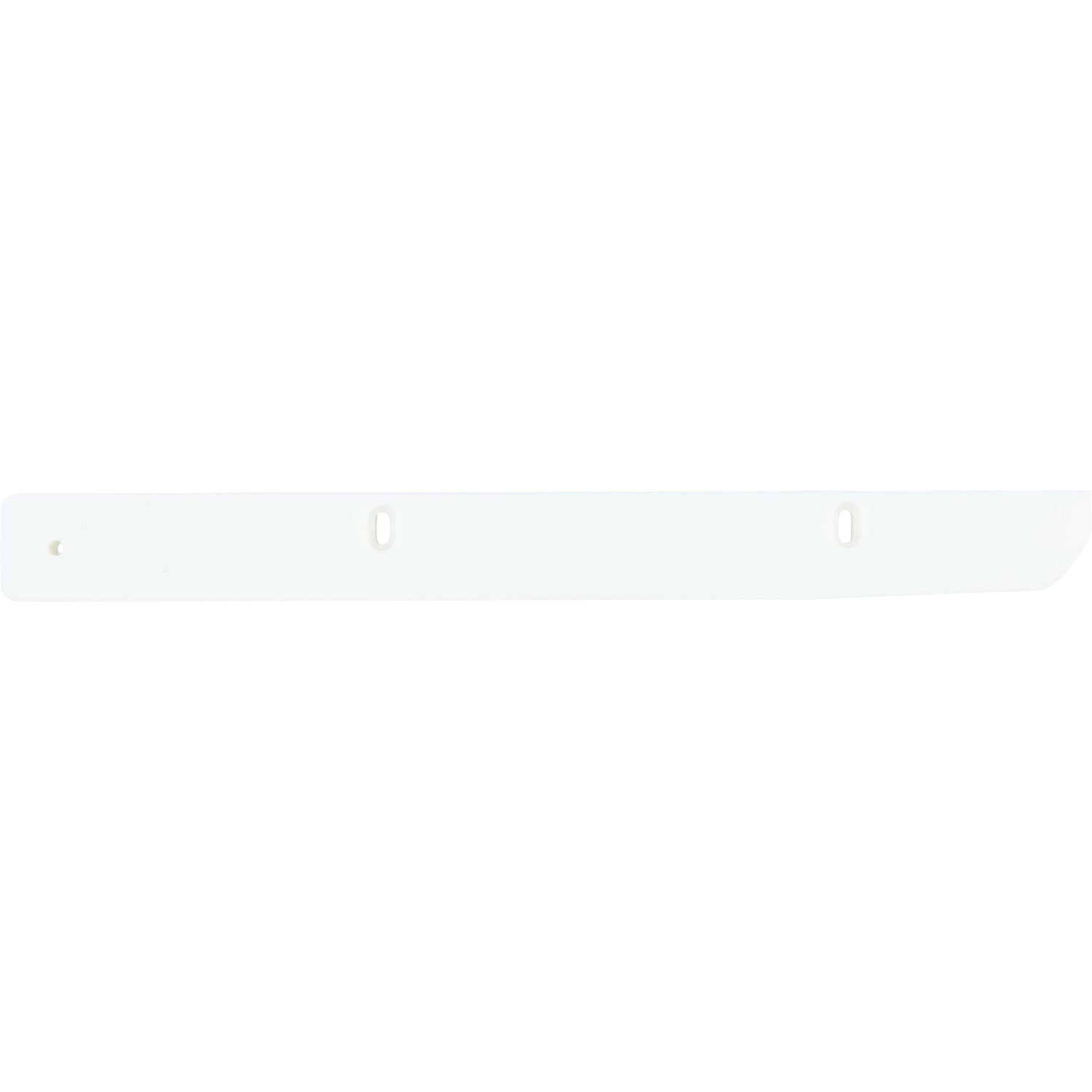White plastic rectangular bar with through holes used for mounting on a white background.