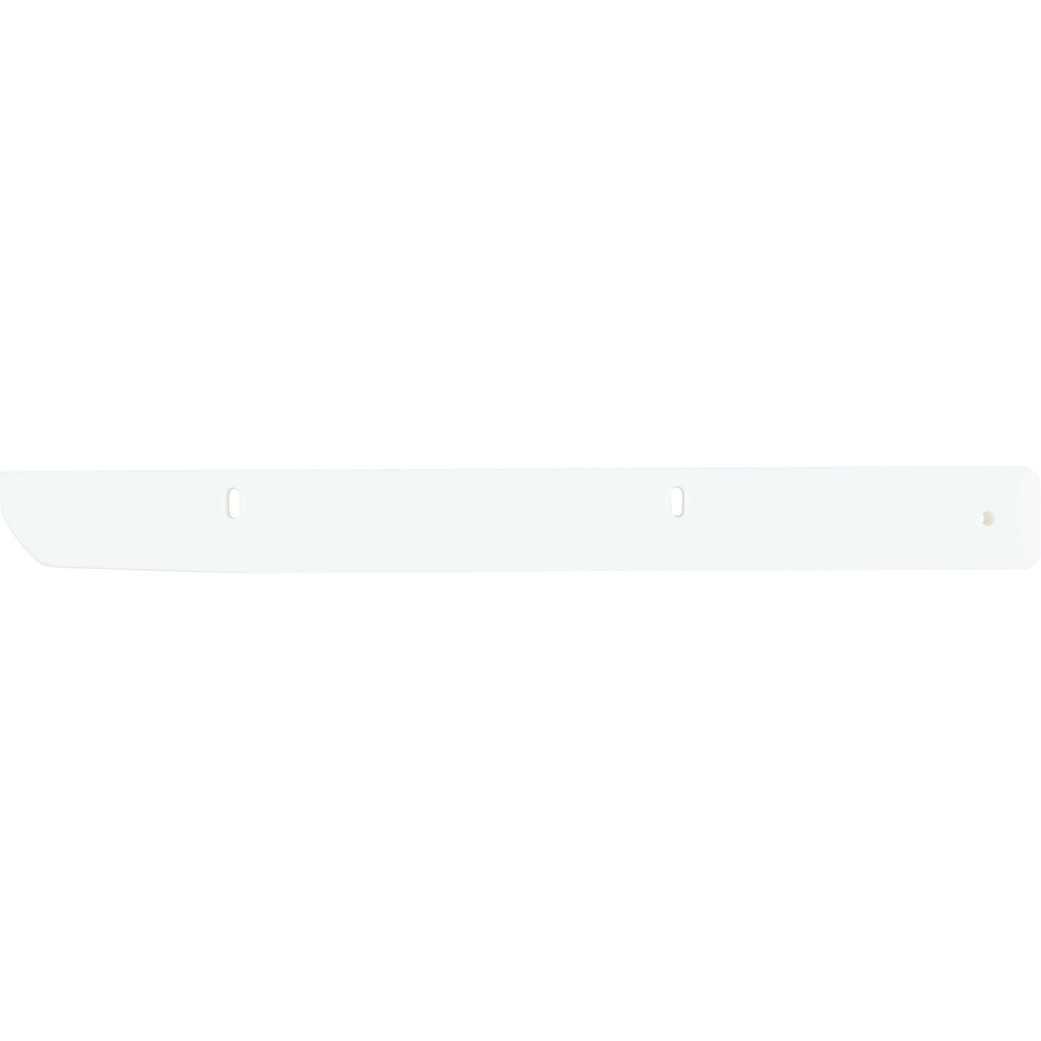 White plastic rectangular bar with through holes used for mounting on a white background.