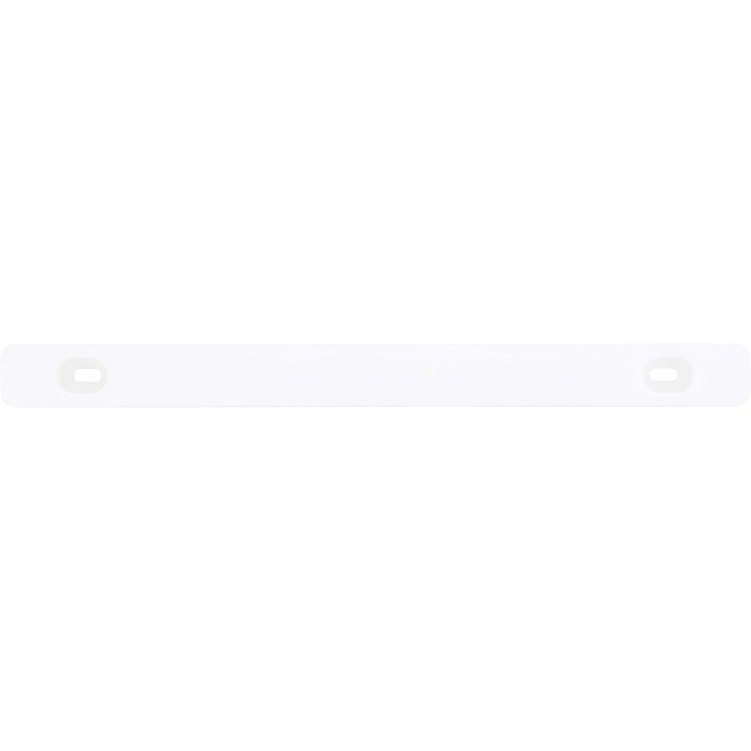 White HDPE rectangular block/rail with two drilled holes on each end for mounting.  Shown on white background.