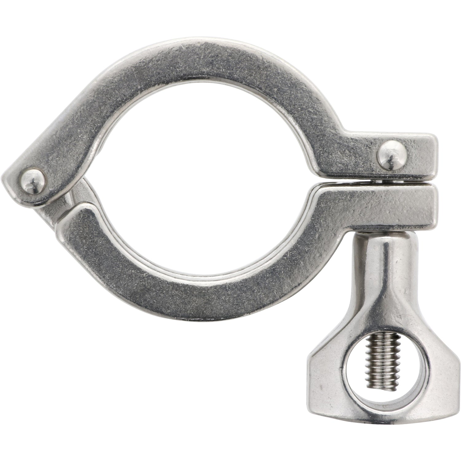 Closed stainless steel 1.5" tri-clamp on white background.