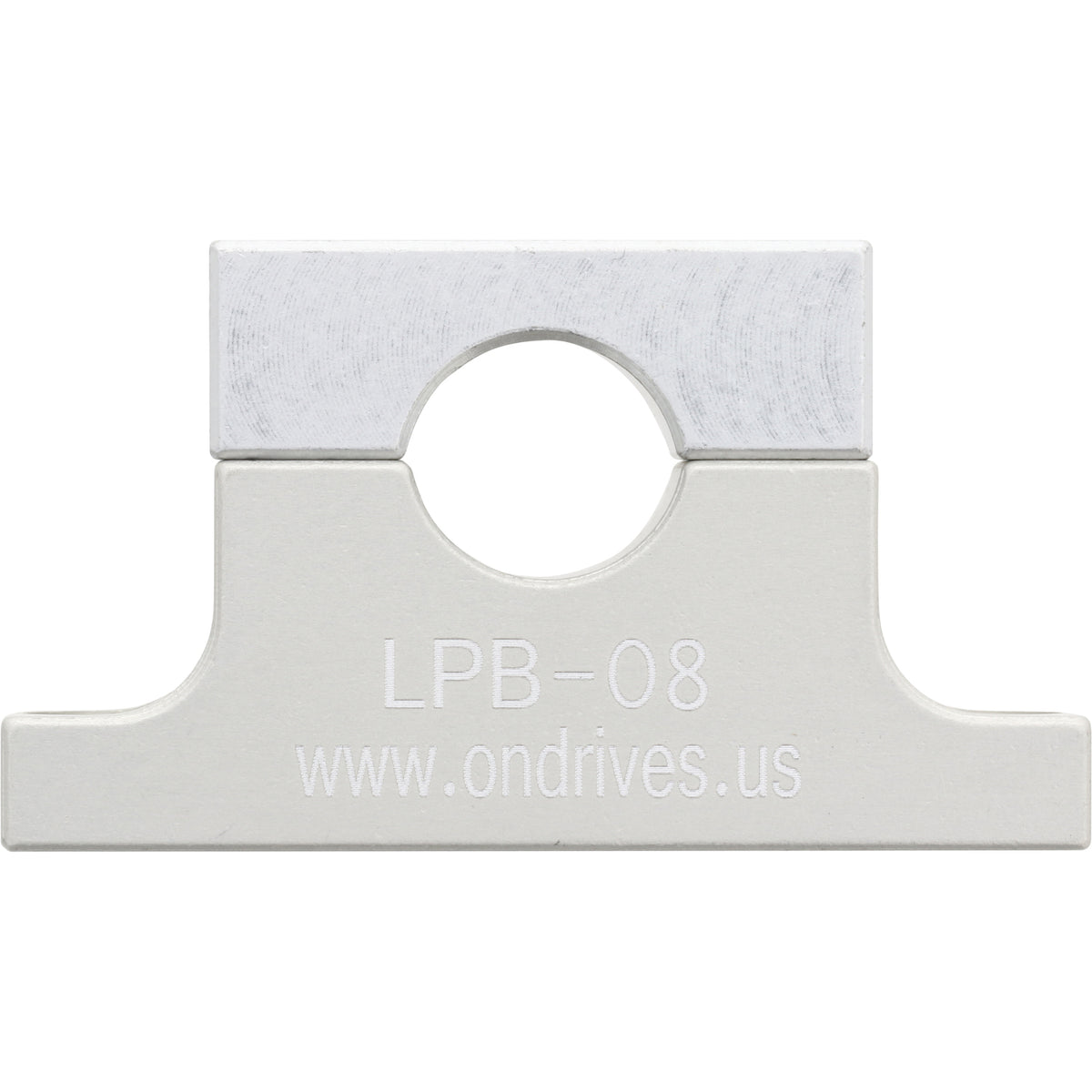 Aluminum easy access base mounted shaft support on white background. 