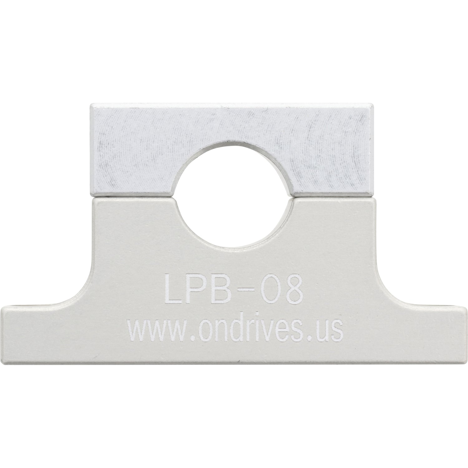 Aluminum easy access base mounted shaft support on white background. 