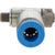 One-way flow control valve with blue press connect collar and exposed threads. Part shown on white background.