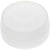 White cylindrical machined part made of Delrin plastic, shaped like a puck on white background