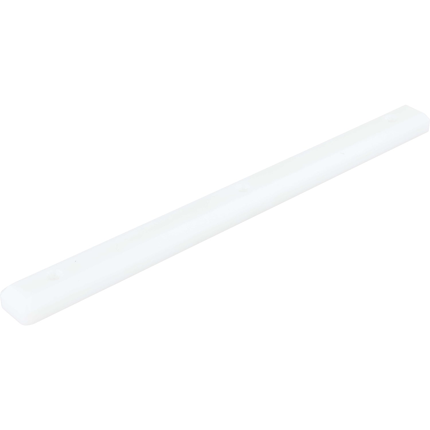 White rectangular HDPE plastic rail with three drilled mounting holes shown on white background.