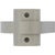 Machined part made of hard anodized aluminum with two threaded holes on white background. 206-S14C