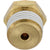 Brass threaded male connector with orange push collar on white background. 