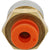 Brass threaded male connector with orange push collar on white background. 