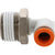 Brass threaded push-in connector with orange collar on white background.