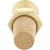 Brass cone shapped porous metal filter-muffler with 3/8 NPT threads on white background. 