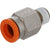 Brass push-in connector with orange collar on white background.