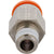 Brass push-in connector with orange collar on white background.