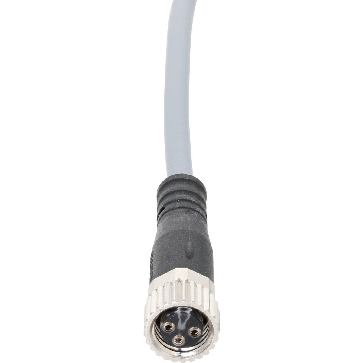 Grey connecting cable with molded black rubber and nickel plated steel female plug showing. Sensor cable is shown on a white back ground. 539052