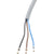 Grey connecting cable with exposed black, blue, and brown wires on white background.