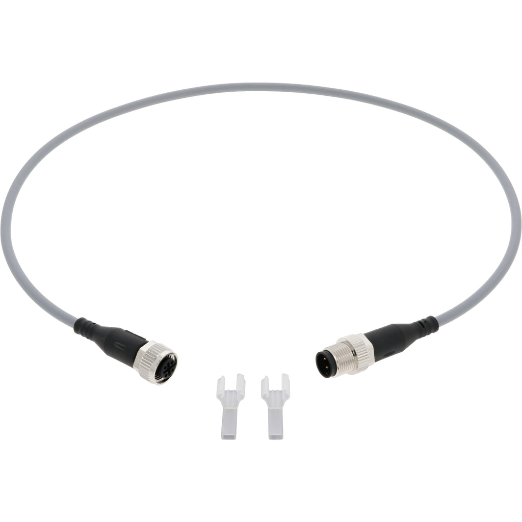 .5 meter grey connecting cable with male and female molded ends. Cable shown on white background. 