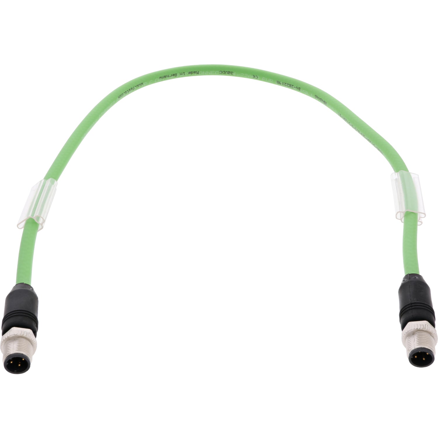 0.3 meter green connecting cable with nickel-plated, four-pin male connectors on both ends. Cable shown on white background. 
