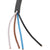 Black open ended connecting cable with white, brown, blue, and black wires on a white background 