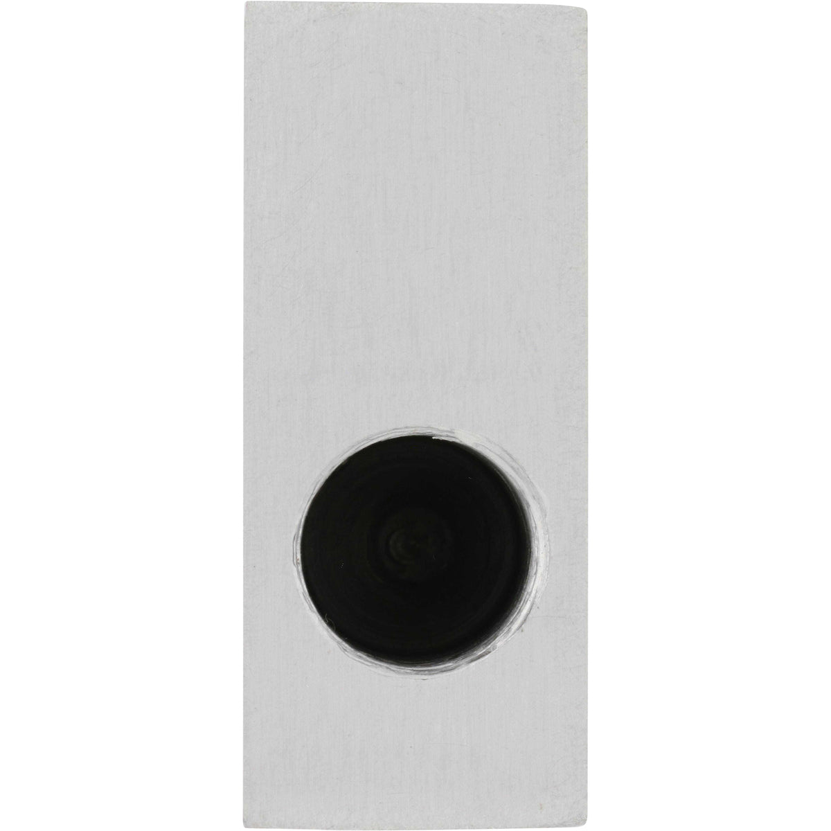 Rectangular hard anodized aluminum block with one threaded hole is on the part's surface. Part shown on white background.