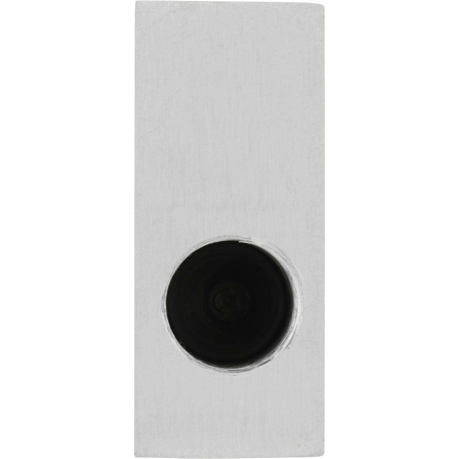 Rectangular hard anodized aluminum block with one threaded hole is on the part's surface. Part shown on white background.