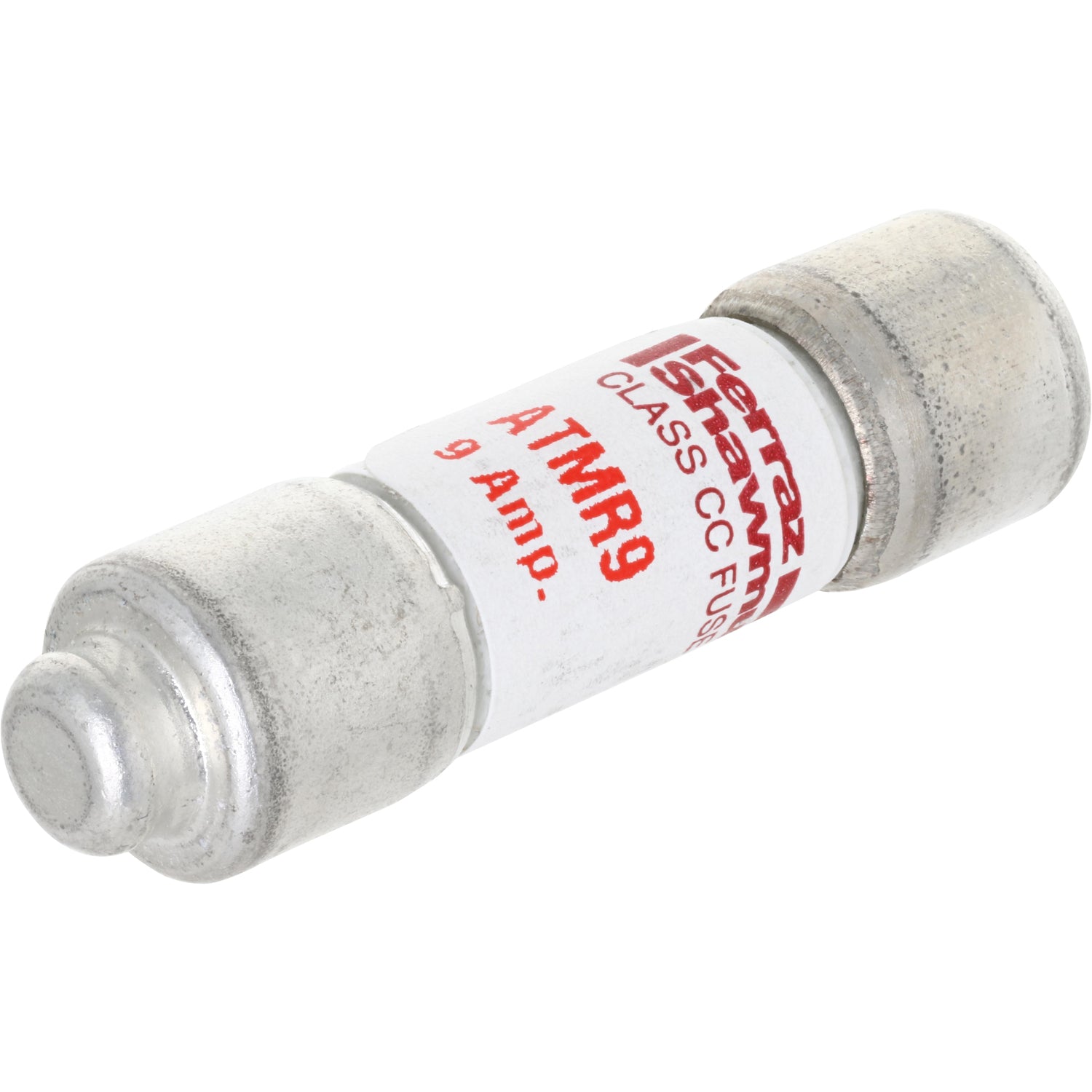 Mersen 9A Fast Acting Fuse 0.5625" x 2" shown on white background.