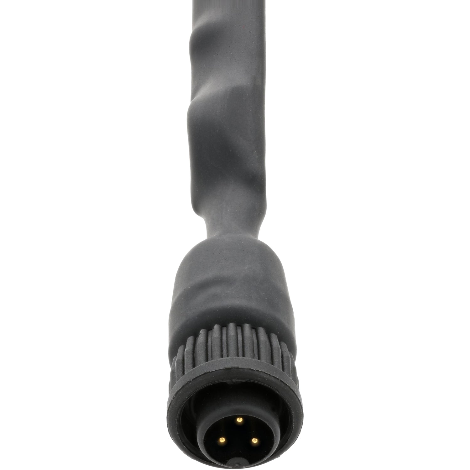 Black plastic female electrical connection shown on white background. 