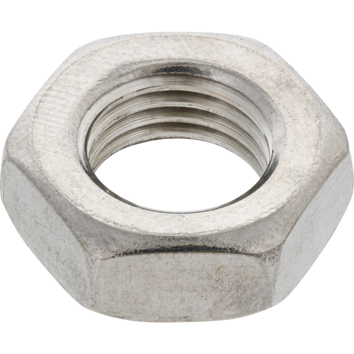 18-8 Stainless-steel thin hex nut with 7/16&quot;-20 thread size. 91847A515