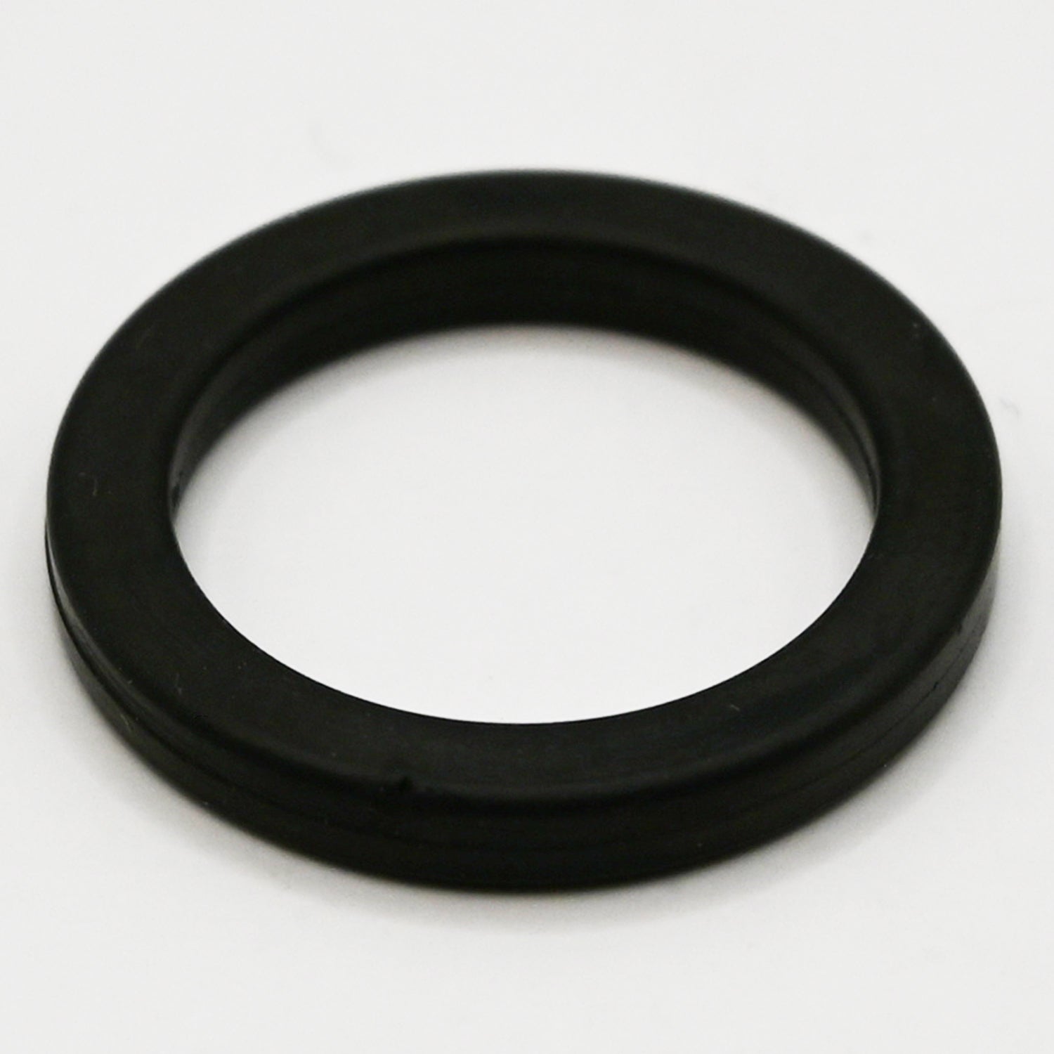 Black rubber O-ring on white background.