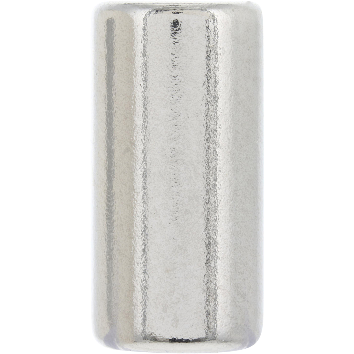 Highly reflective cylindrical magnet. 1/4" dia. x 1/2" thick. Magnet is shown on white background.