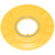 Yellow plastic disc shaped part with center through hole. This part is shown on a white background. .