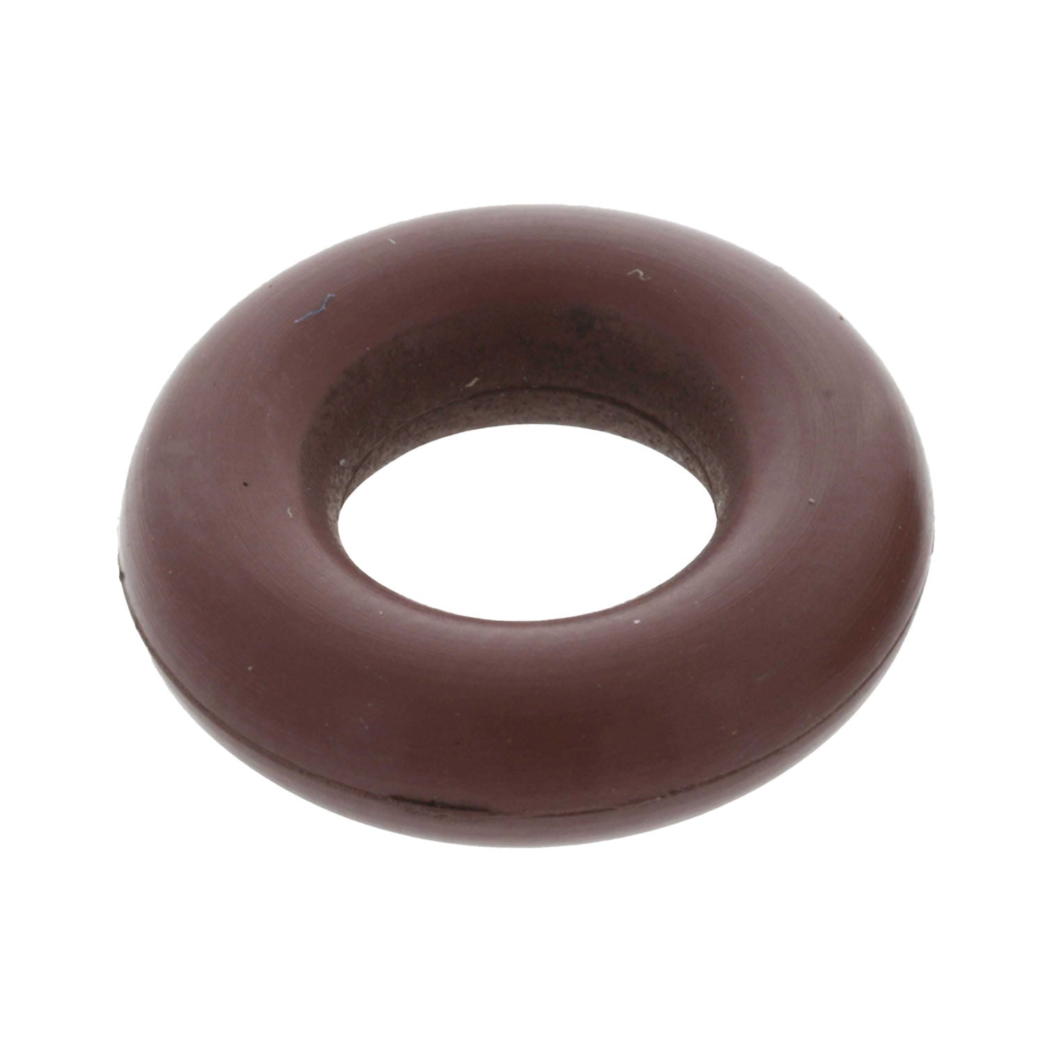 Small, thick, reddish-brown rubber o-ring on a white background. HM0017