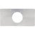 Flat, grey rectangular aluminum part with large center through hole and multiple smaller holes cut into part. Shown on white background. 