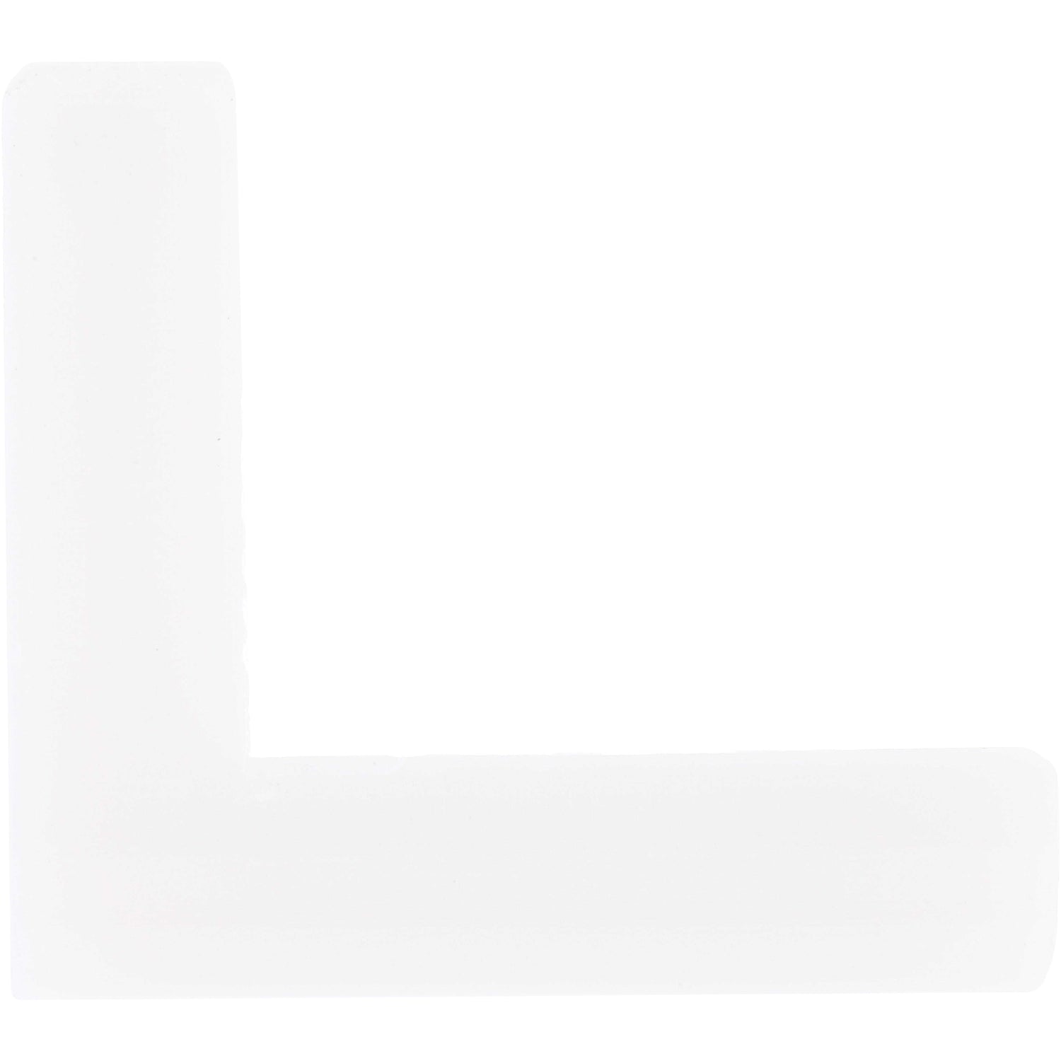 90 degree white plastic part shown on white background. 