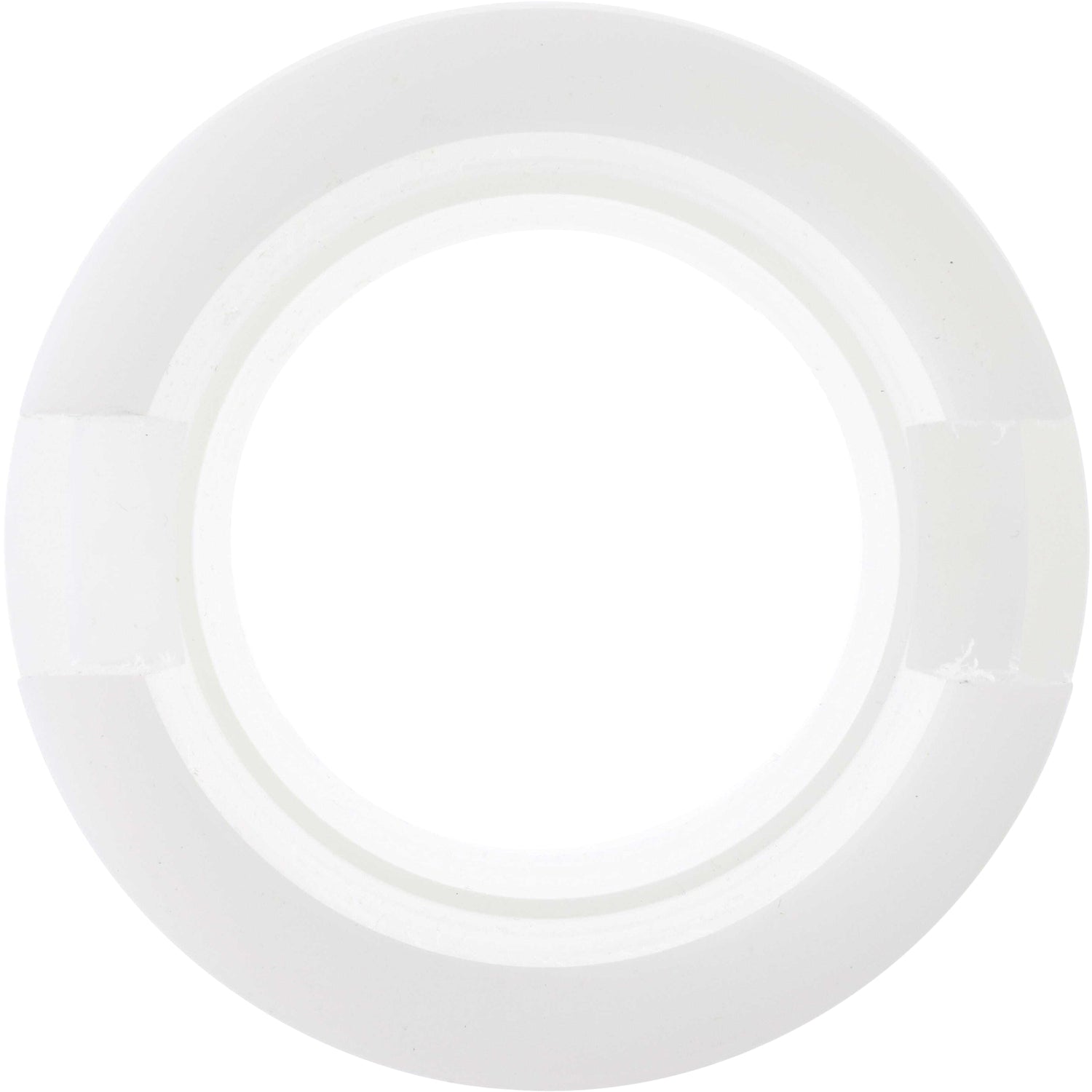 White cylindrical plastic machined part shown on white background. 