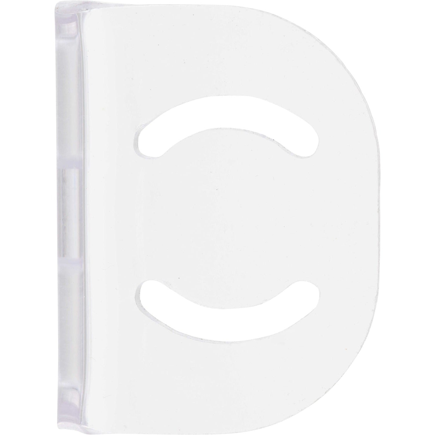 Bent, transparent polycarbonate part with four slotted holes.  Part shown on white background. 