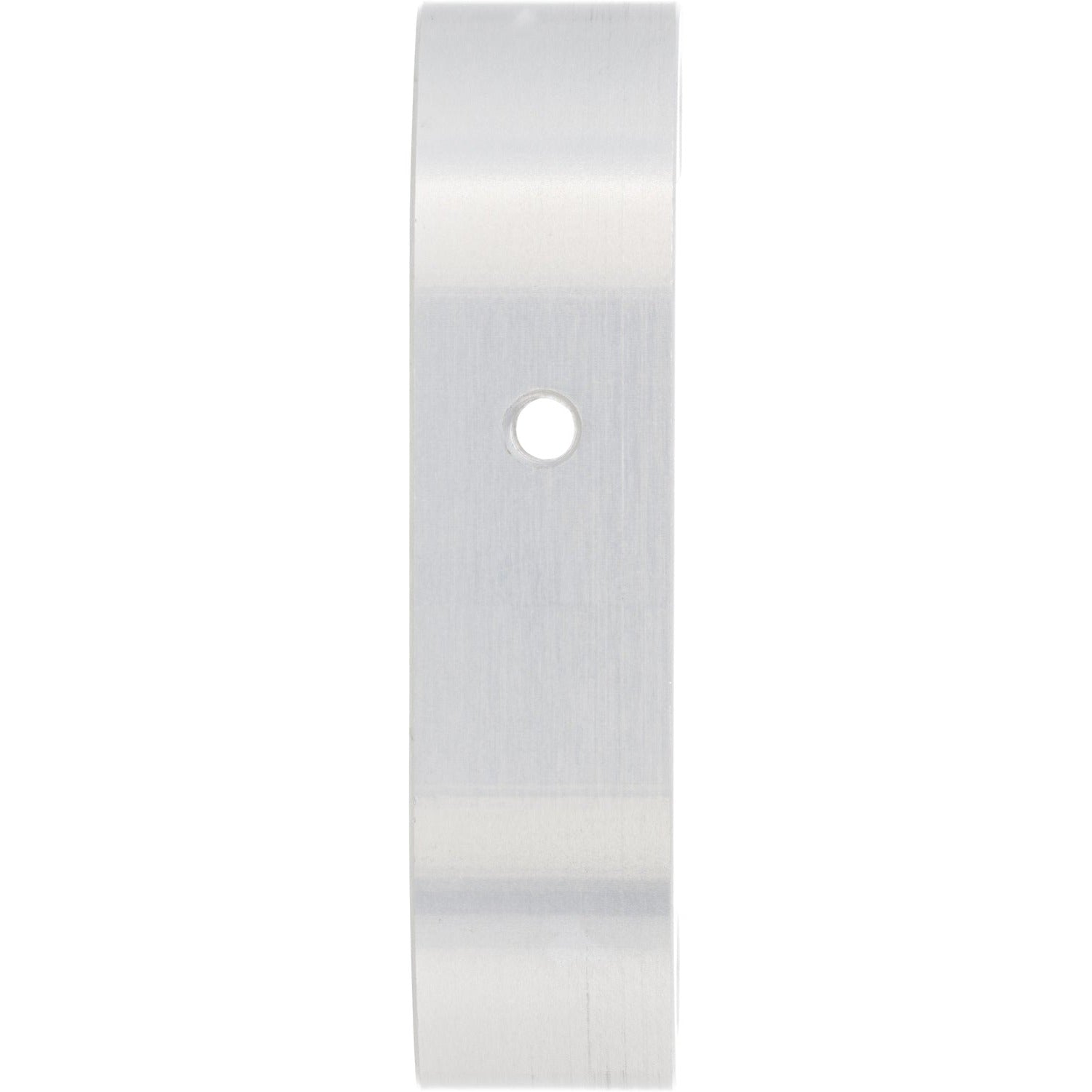 Grey hard anodized aluminum part with two through holes on the side of the part and one M3 threaded hole on the front surface. Part shown on white background. 