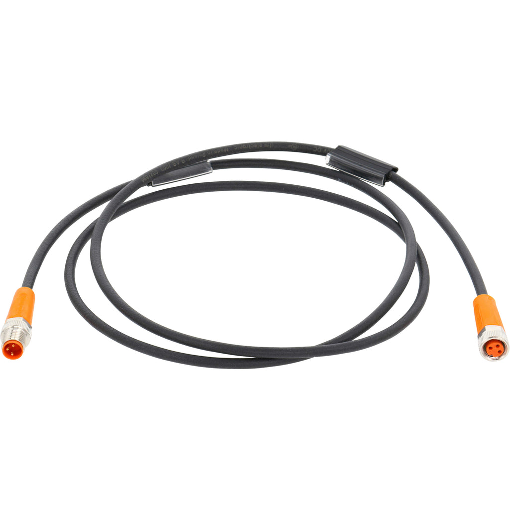 Black, coiled connecting cable with orange molded connections on each end. Sensor cable is shown on a white back ground. EVC267