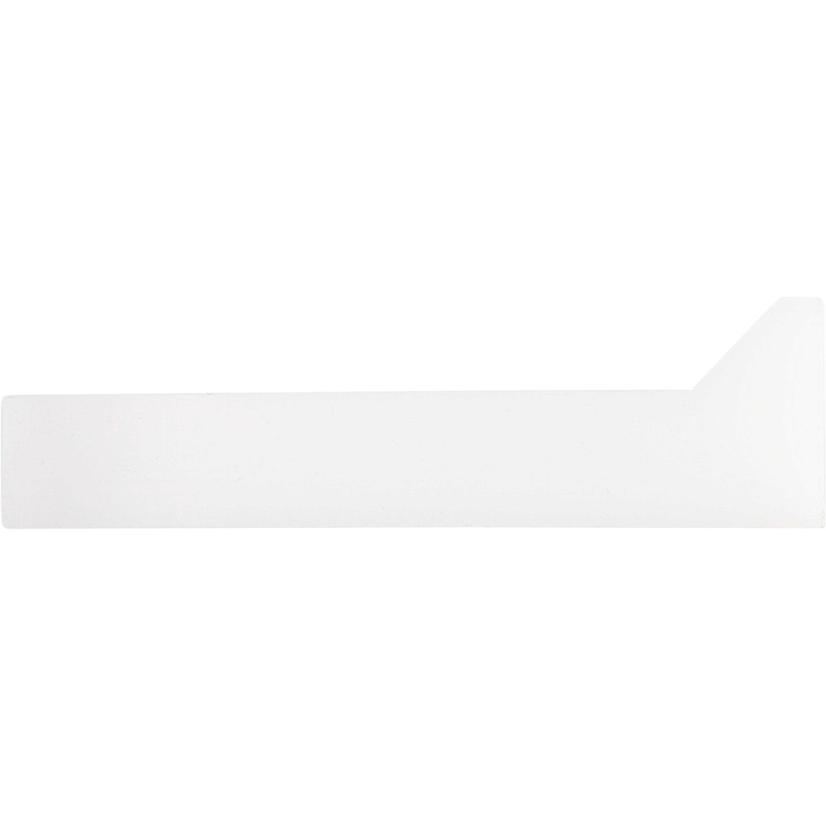 White machined plastic wedge part with four small mounting holes and one larger center hole. Part shown on white background.