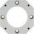 Octagonal part made of aluminum with a large center hole, four smaller through-holes and four even smaller threaded holes on the top surface. The part is on a white background.