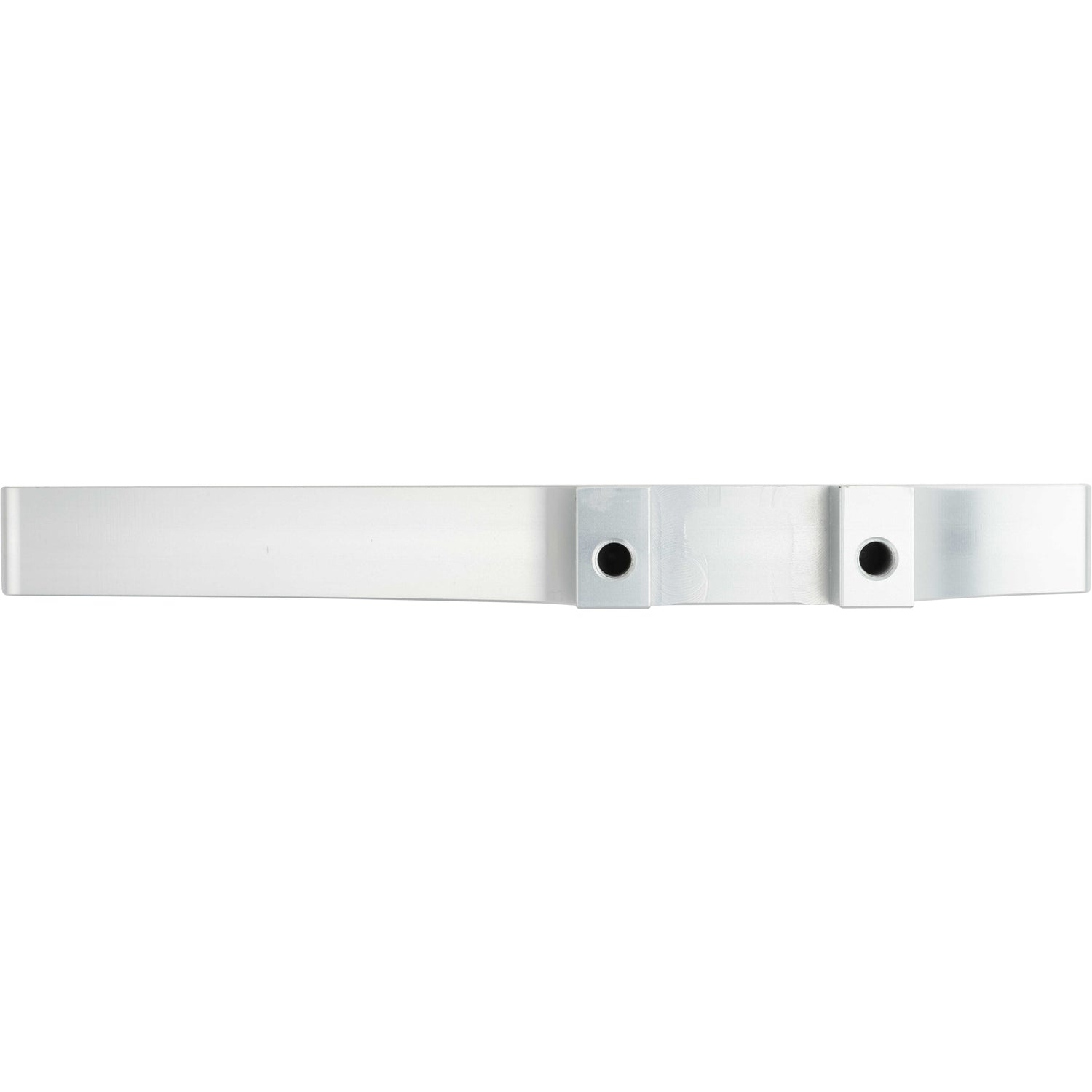 Machined grey hard anodized aluminum part with multiple threaded holes shown on white background.