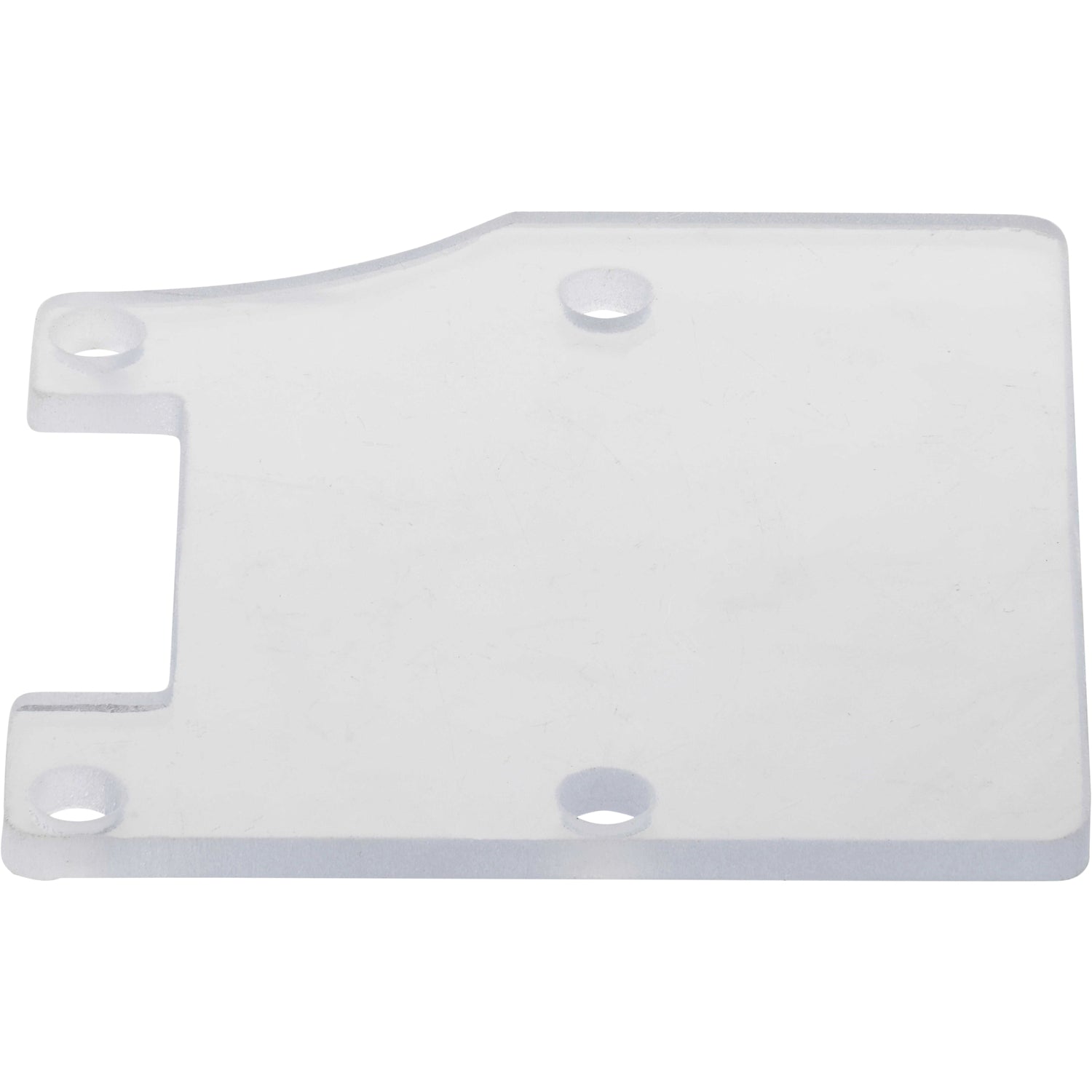 Small, rectangular, transparent polycarbonate guard with four mounting holes shown on white background.