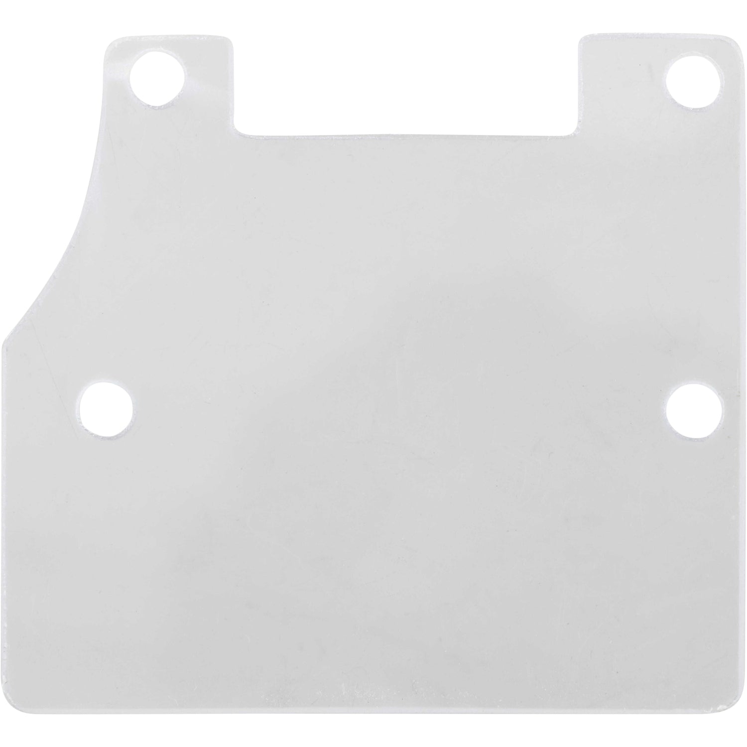 Small, rectangular, transparent polycarbonate guard with four mounting holes shown on white background.