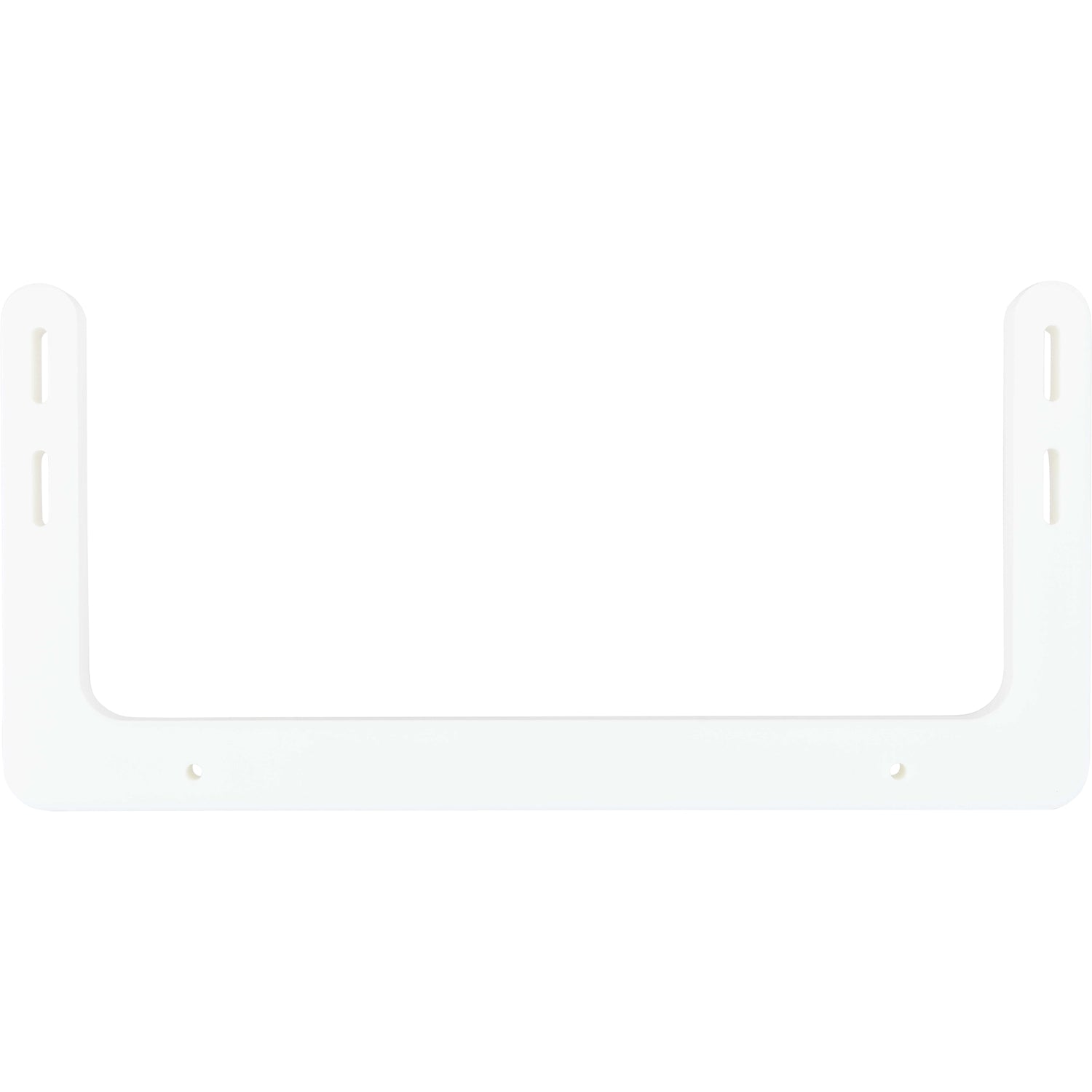 Machined white HDPE rail with holes used for mounting. Shown on white background.