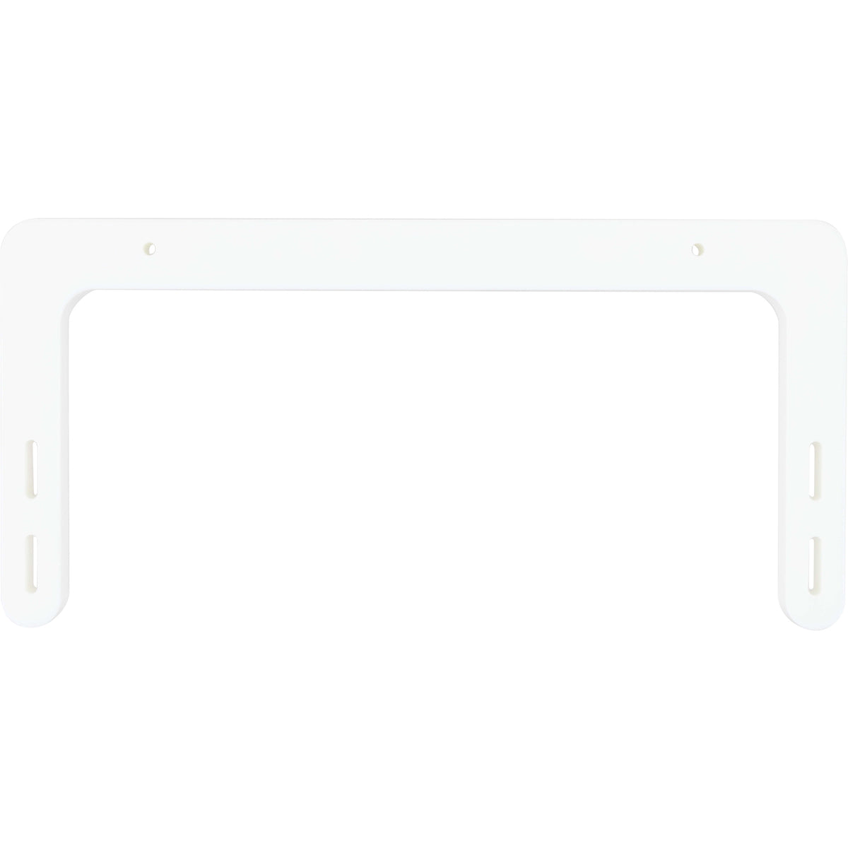 Machined white HDPE rail with holes used for mounting. Shown on white background.