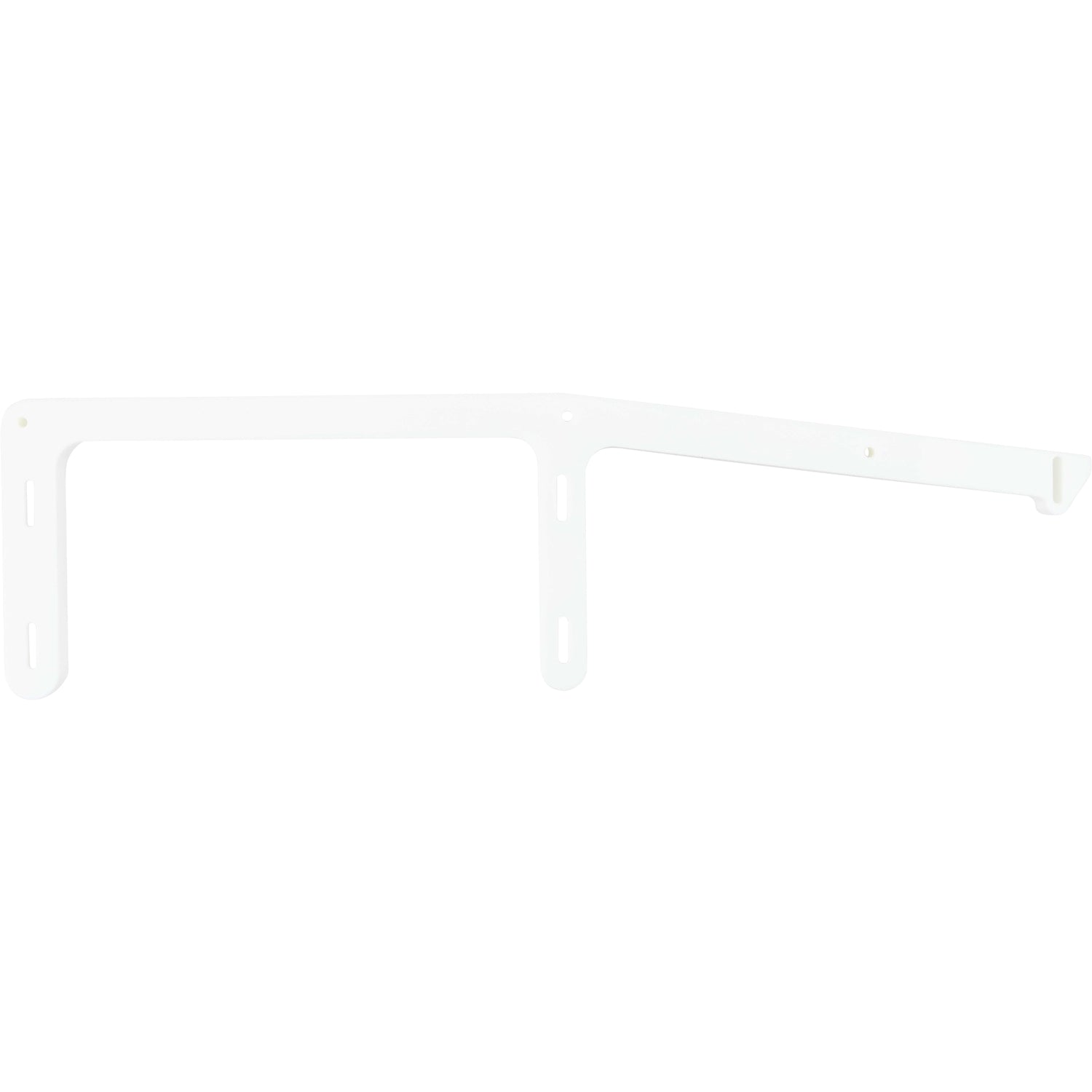 Machined white HDPE rail with three posts and holes used for mounting. Shown on white background.